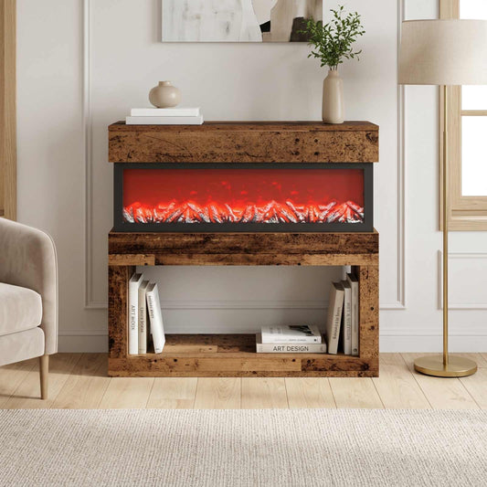 Electric Fireplace Old Wood 102 x 30 x 94 cm Engineered wood