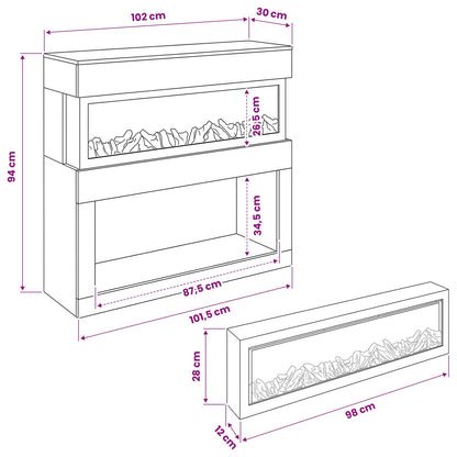 Electric Fireplace Old Wood 102 x 30 x 94 cm Engineered wood