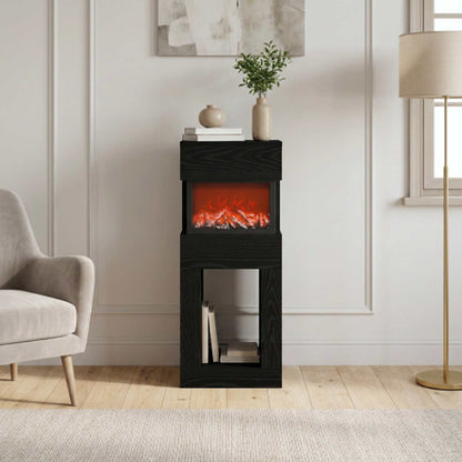 Electric Fireplace Black Oak 35 x 30 x 86 cm Engineered wood