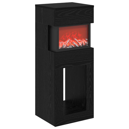 Electric Fireplace Black Oak 35 x 30 x 86 cm Engineered wood