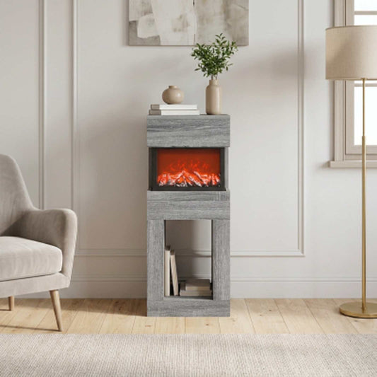 Electric Fireplace Grey Sonoma 35 x 30 x 86 cm Engineered wood