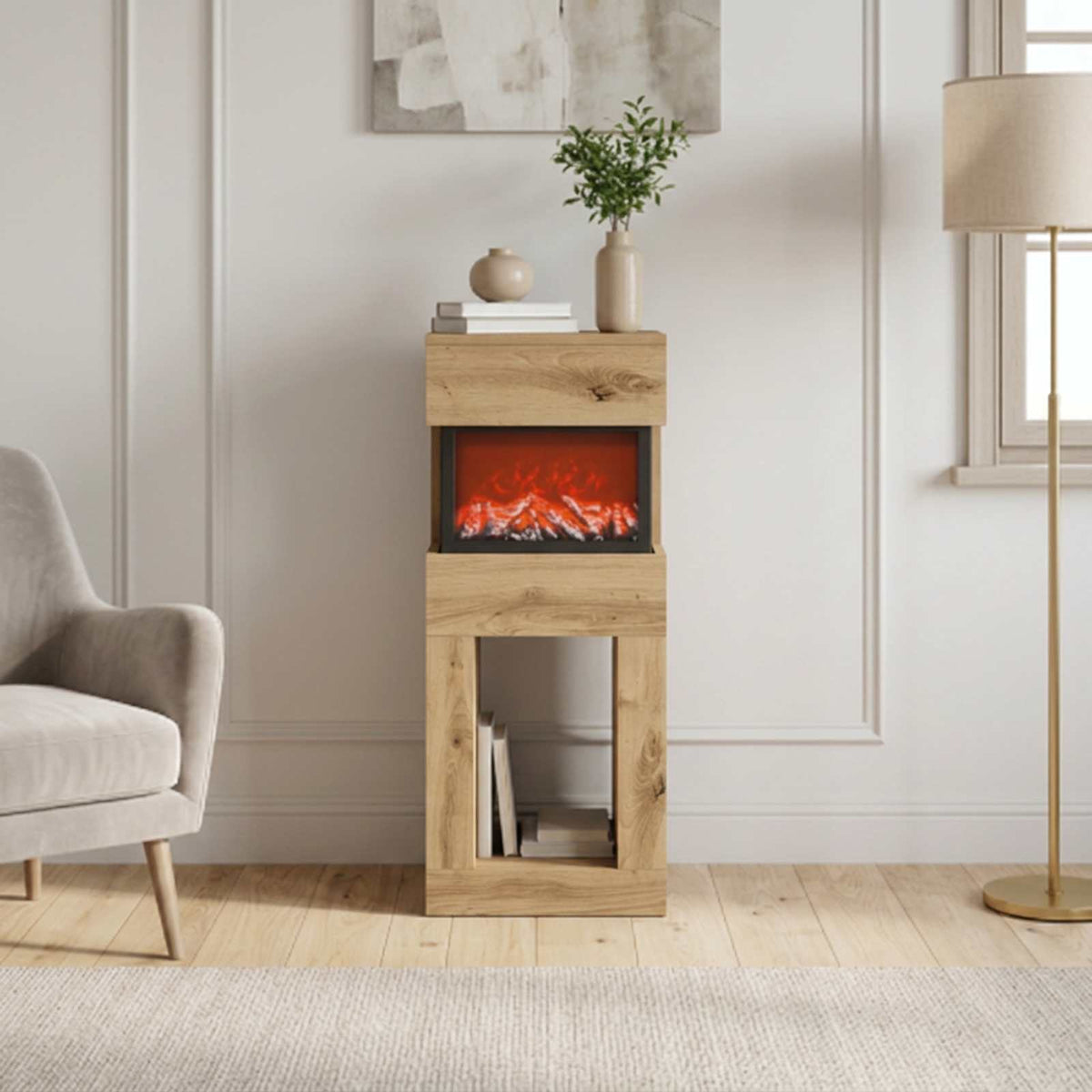Electric Fireplace Artisan Oak 35 x 30 x 86 cm Engineered wood