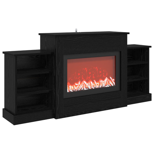 Electric Fireplace Black Oak 140 x 30 x 67 cm Engineered wood