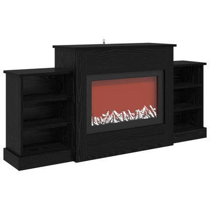 Electric Fireplace Black Oak 140 x 30 x 67 cm Engineered wood