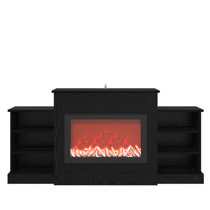 Electric Fireplace Black Oak 140 x 30 x 67 cm Engineered wood