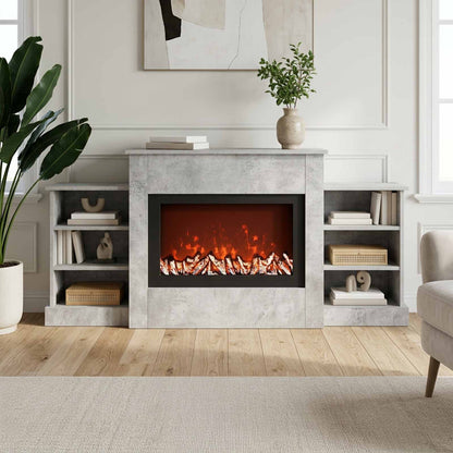 Electric Fireplace Concrete 140 x 30 x 67 cm Engineered wood