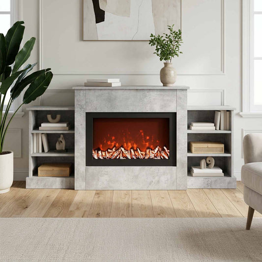 Electric Fireplace Concrete 140 x 30 x 67 cm Engineered wood