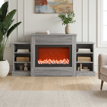Electric Fireplace Grey Sonoma 140 x 30 x 67 cm Engineered wood