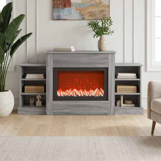Electric Fireplace Grey Sonoma 140 x 30 x 67 cm Engineered wood