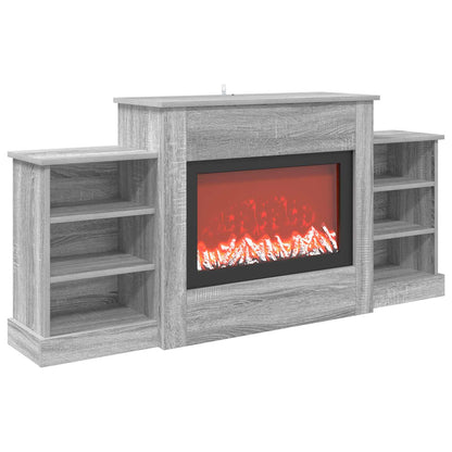 Electric Fireplace Grey Sonoma 140 x 30 x 67 cm Engineered wood