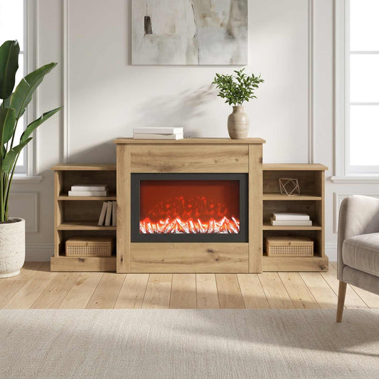 Electric Fireplace Artisan Oak 140 x 30 x 67 cm Engineered wood
