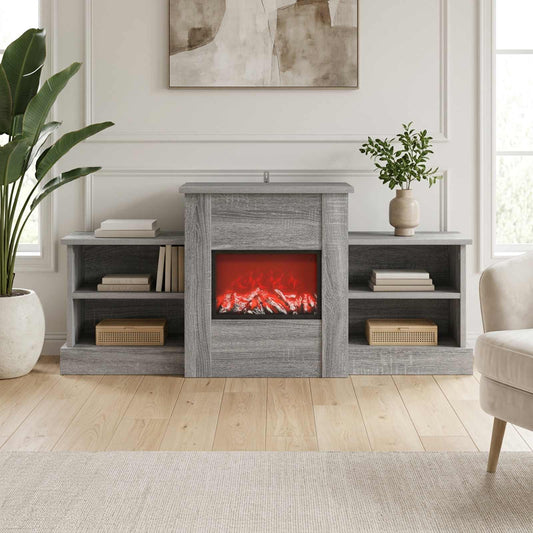Electric Fireplace Grey Sonoma 110 x 30 x 50 cm Engineered wood