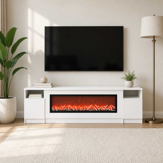 Electric Fireplace White 165 x 28.5 x 47 cm Engineered wood