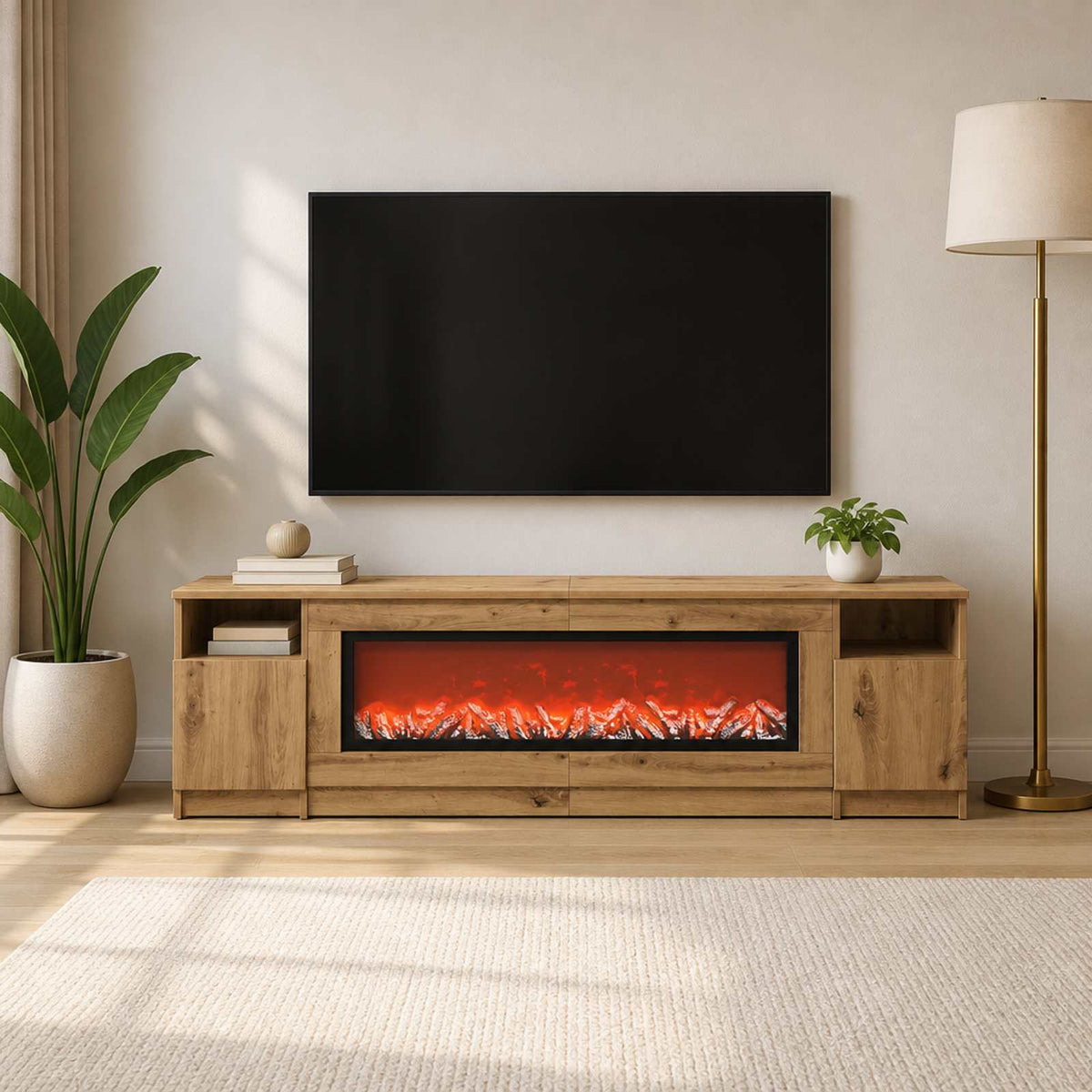 Electric Fireplace Artisan Oak 165 x 28.5 x 47 cm