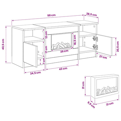 Electric Fireplace Concrete 98 x 28.5 x 40.5 cm Engineered wood