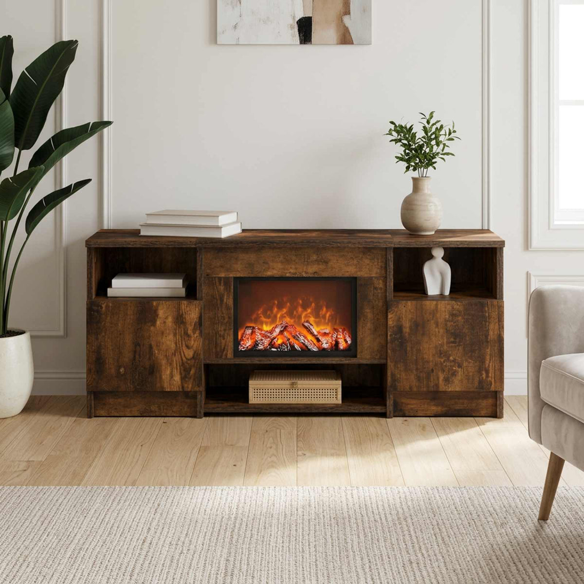 Electric Fireplace Smoked Oak 98 x 28.5 x 40.5 cm