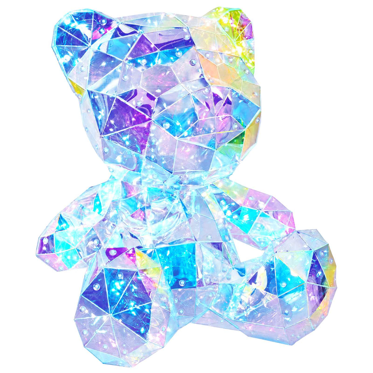 Prismatic Iridescent LED Bear Multicolour 32 x 28 x 38 cm