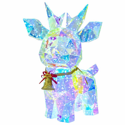 Prismatic Iridescent LED Reindeer with Bell Multicolour