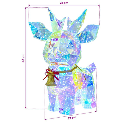 Prismatic Iridescent LED Reindeer with Bell Multicolour