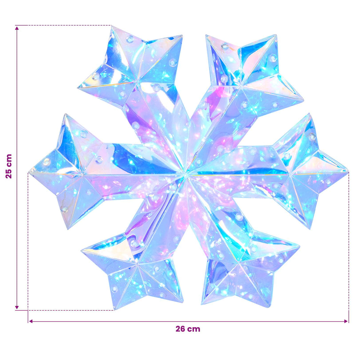 Prismatic Iridescent LED Snowflake Multicolour Ø 26 x 25 cm