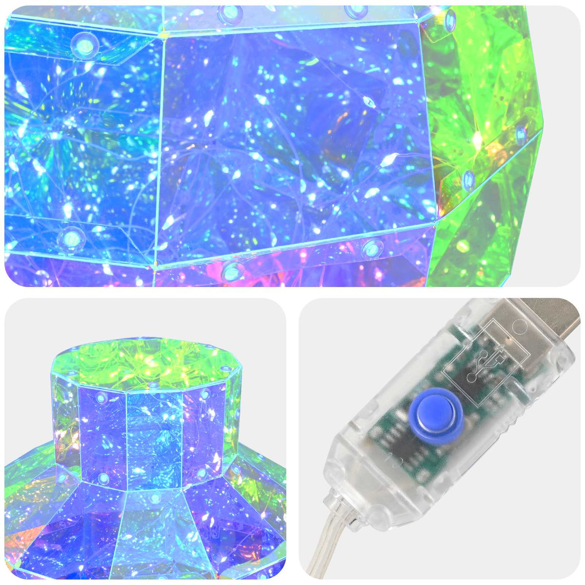 Prismatic Iridescent LED Christmas Ball 2 pcs Multicolour