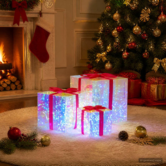 Prismatic Iridescent LED Gift Box 3 pcs Multicolour