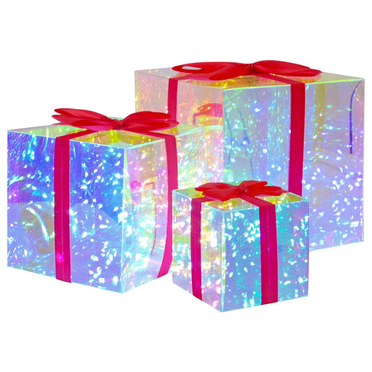 Prismatic Iridescent LED Gift Box 3 pcs Multicolour