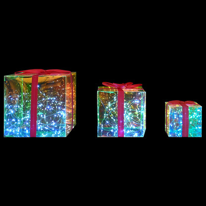 Prismatic Iridescent LED Gift Box 3 pcs Multicolour
