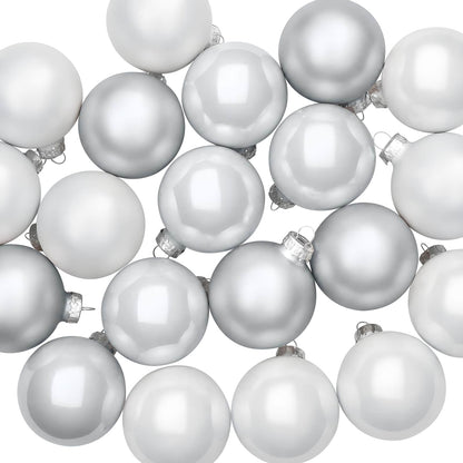 Christmas Ball Set 30 pcs Silver and White 6 cm Polystyrene
