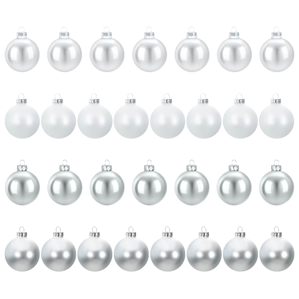 Christmas Ball Set 30 pcs Silver and White 6 cm Polystyrene