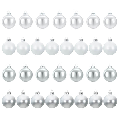 Christmas Ball Set 30 pcs Silver and White 6 cm Polystyrene