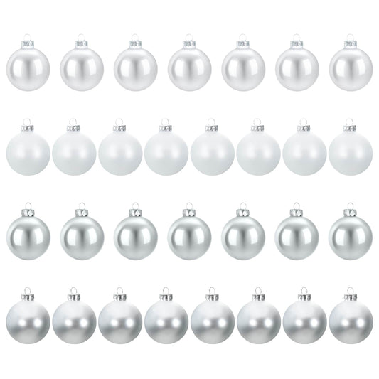 Christmas Ball Set 30 pcs Silver and White 6 cm Polystyrene