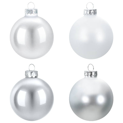 Christmas Ball Set 30 pcs Silver and White 6 cm Polystyrene