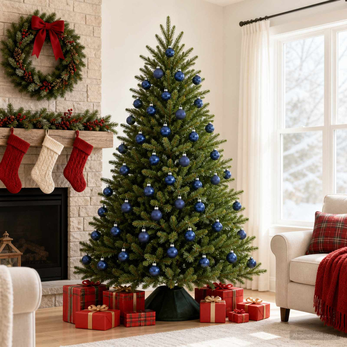 Christmas Ball Set 30 pcs Blue 6 cm Polystyrene