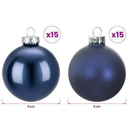 Christmas Ball Set 30 pcs Blue 6 cm Polystyrene
