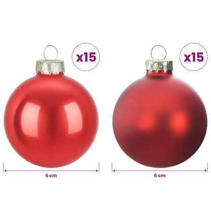 Christmas Ball Set 30 pcs Red 6 cm Polystyrene