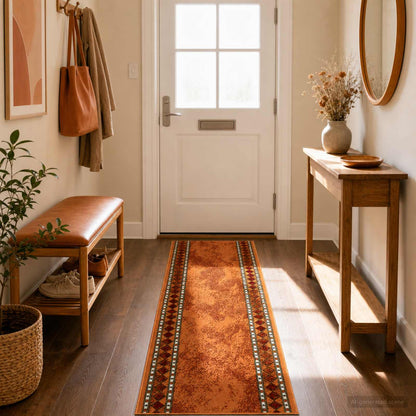 Runner Rug FLORNES Woven Orange PP 7 mm