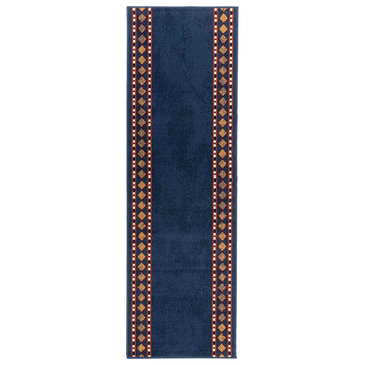 Runner Rug FLORNES Woven Blue Diamonds 80 x 250 cm PP 7 mm