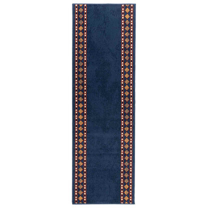 Runner Rug FLORNES Woven Blue Diamonds 80 x 450 cm PP 7 mm