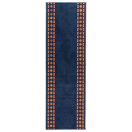 Runner Rug FLORNES Woven Blue Diamonds 100 x 400 cm PP 7 mm