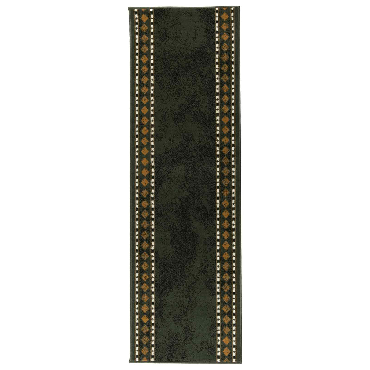 Runner Rug FLORNES Woven Green Diamonds 80 x 300 cm PP 7 mm