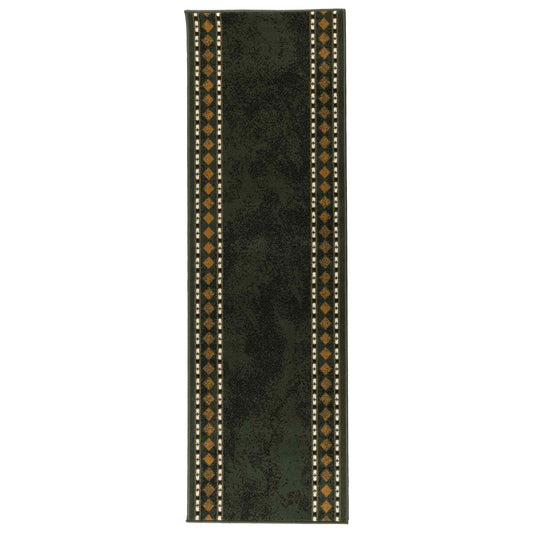 Runner Rug FLORNES Woven Green Diamonds 100 x 350 cm PP 7 mm