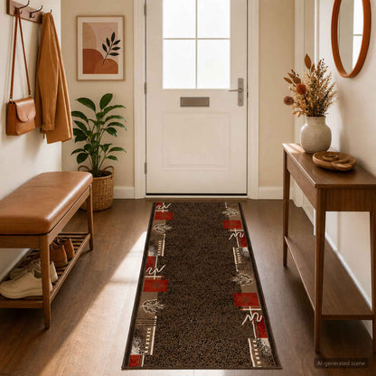 Runner Rug FLORNES Woven Brown PP 7 mm