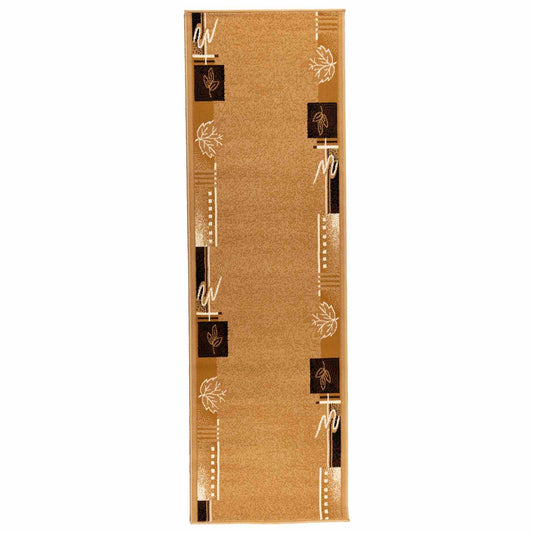 Runner Rug FLORNES Woven Ochre Leaves 67 x 400 cm PP 7 mm