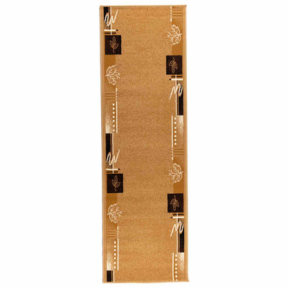 Runner Rug FLORNES Woven Ochre Leaves 80 x 450 cm PP 7 mm