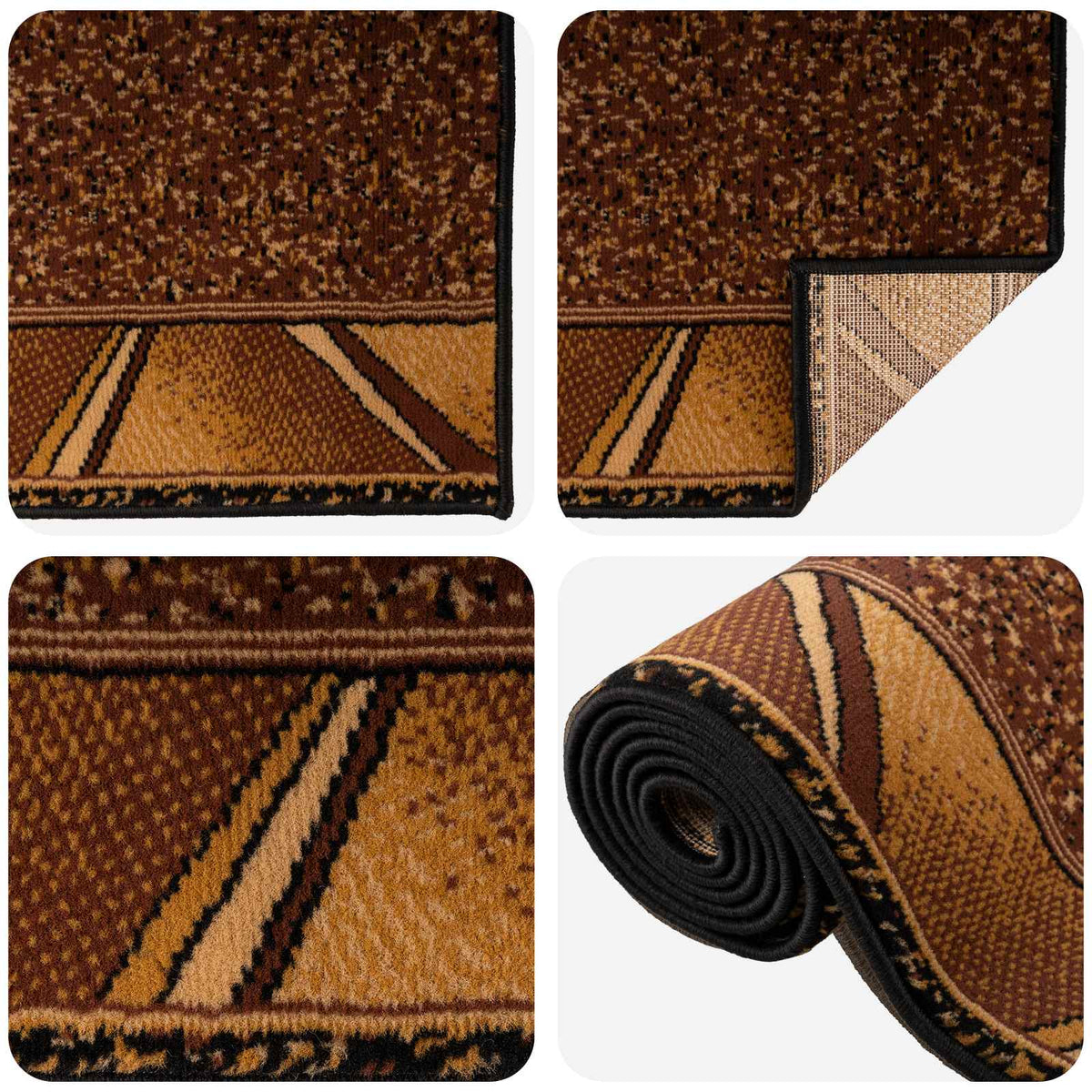 Runner Rug FLORNES Woven Brown Zigzag 80 x 300 cm PP 7 mm
