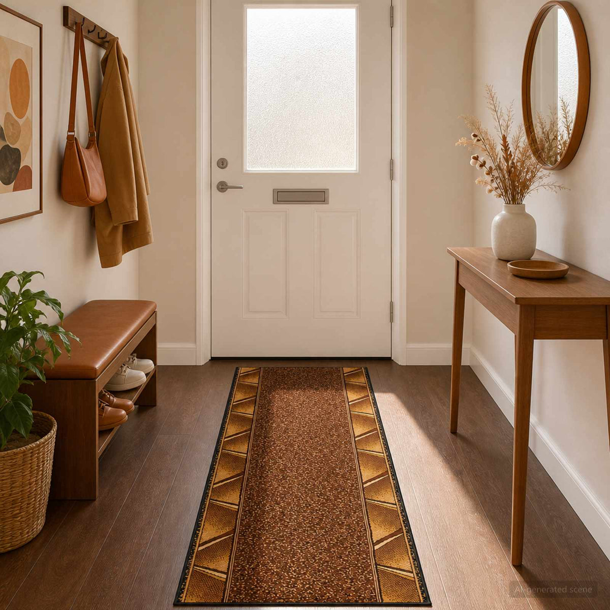 Runner Rug FLORNES Woven Brown PP 7 mm