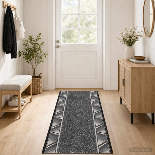 Runner Rug FLORNES Woven Grey Zigzag 80 x 150 cm PP 7 mm