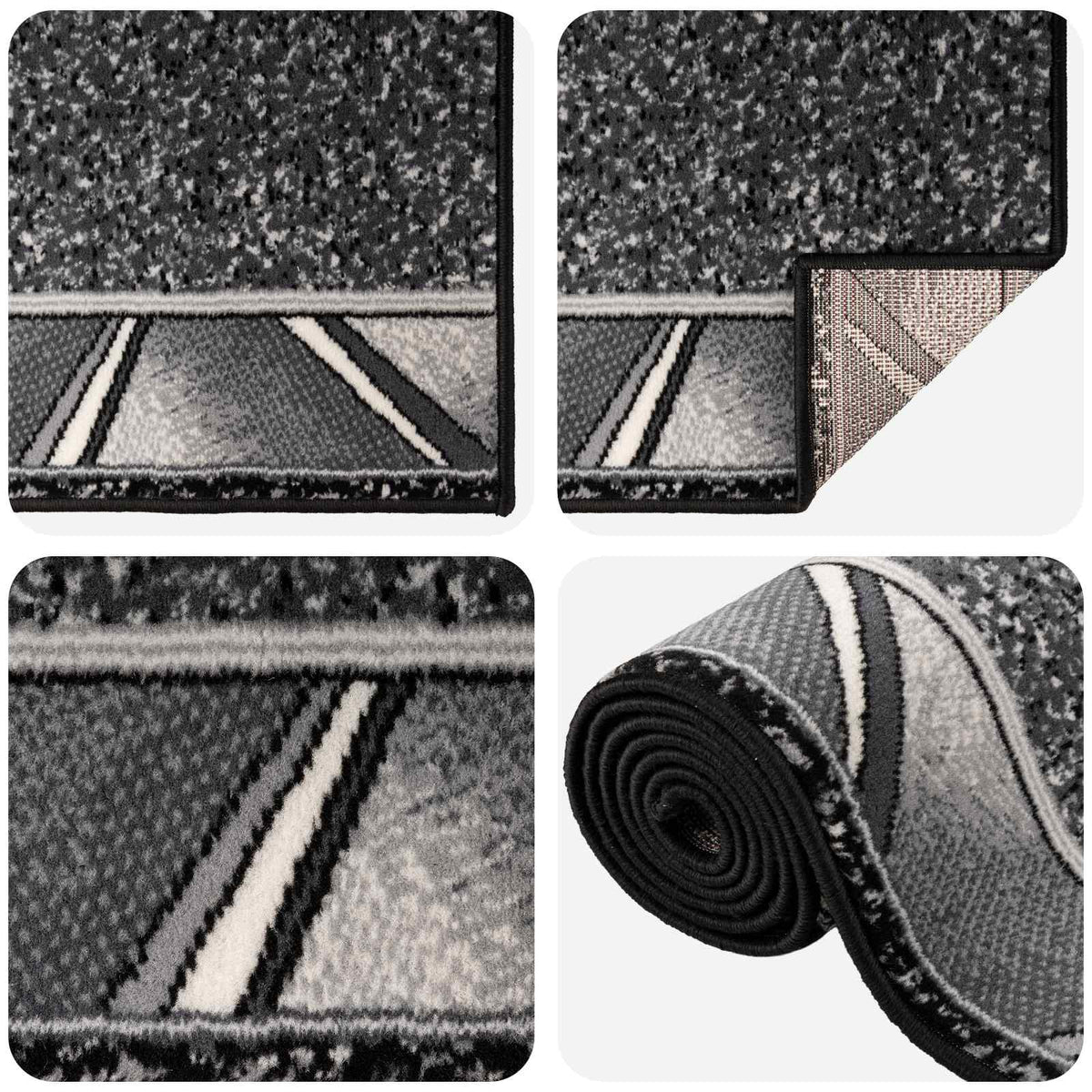 Runner Rug FLORNES Woven Grey Zigzag 80 x 400 cm PP 7 mm