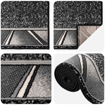 Runner Rug FLORNES Woven Grey Zigzag 80 x 400 cm PP 7 mm